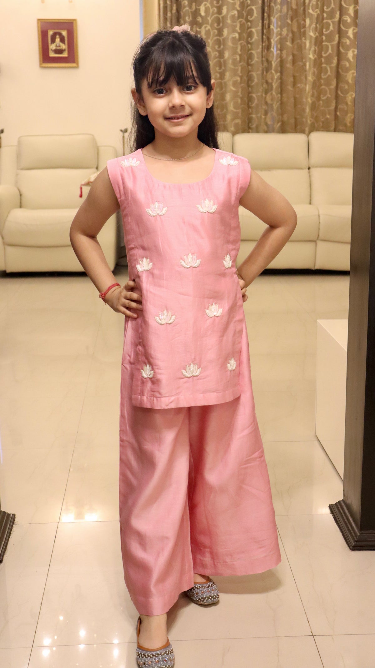 Lotus Embroidered Indo Western - Pink