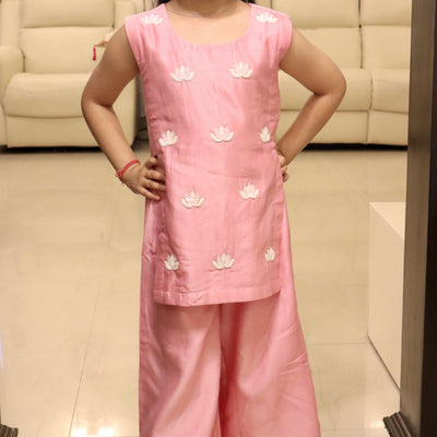 Lotus Embroidered Indo Western - Pink