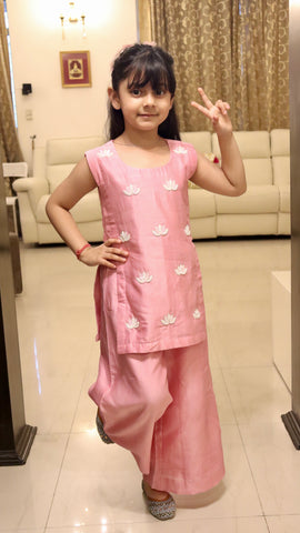 Lotus Embroidered Indo Western - Pink