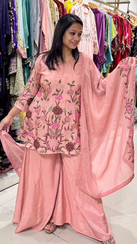 Hand Painted Floral A- Line Short Suit Set