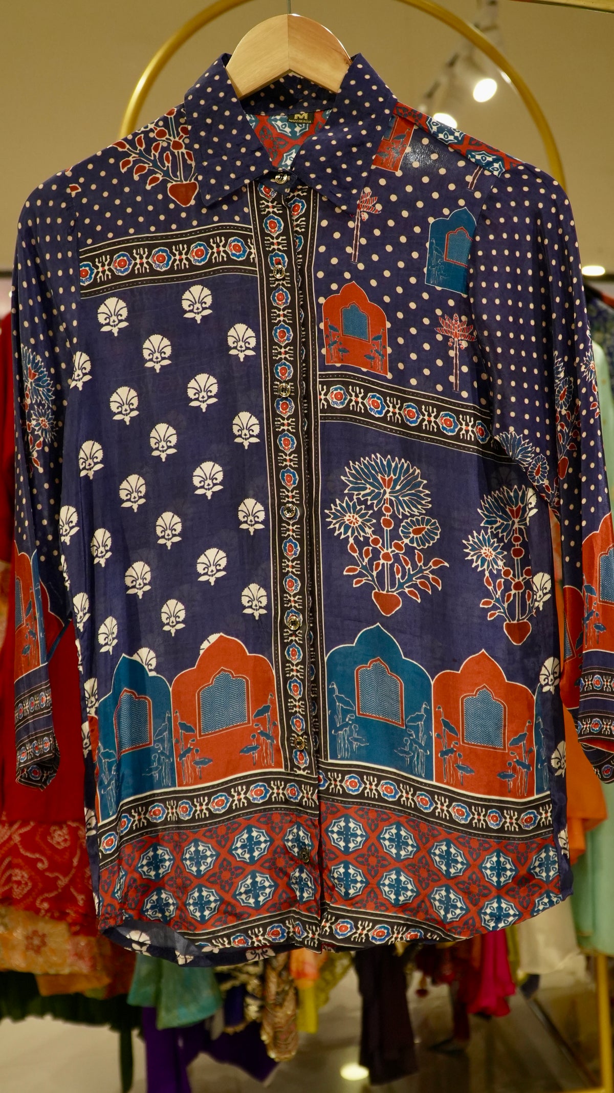 Crepe Printed Shirts - Dark Blue