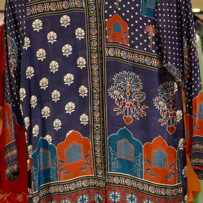 Crepe Printed Shirts - Dark Blue