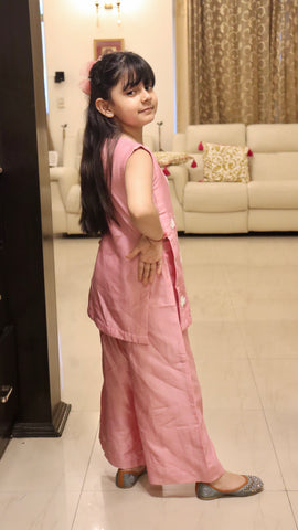 Lotus Embroidered Indo Western - Pink