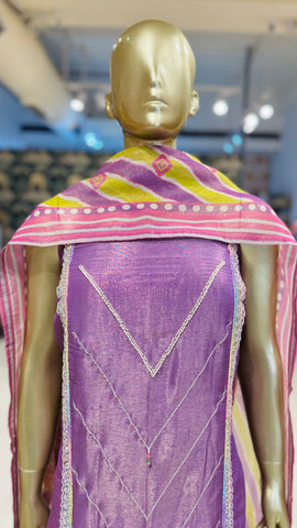 Purple Tulip Floral Embroidered Fabric