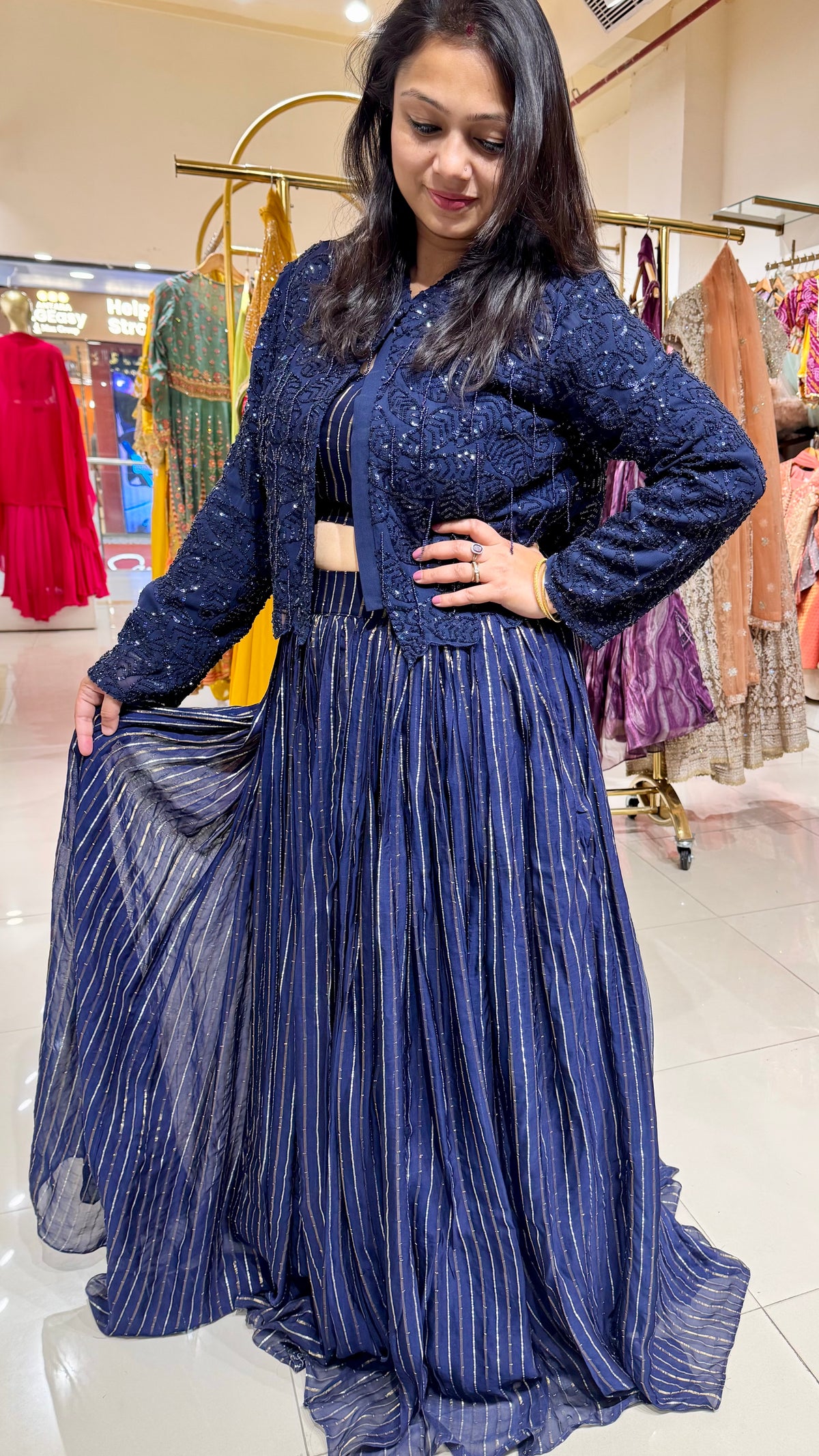 Embroidered Skirt Top with Jacket