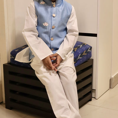 Lotus Embroidered Jacket Kurta Set