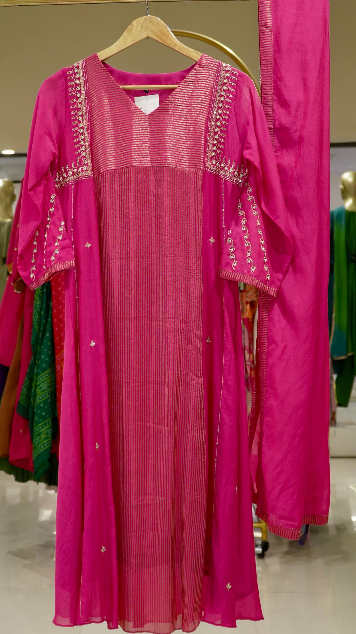The Poise Mul Chanderi Suit - Pink