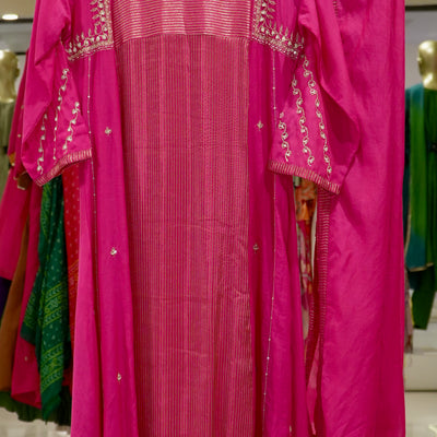 The Poise Mul Chanderi Suit - Pink