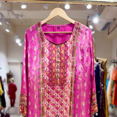 Pink digital print suit set