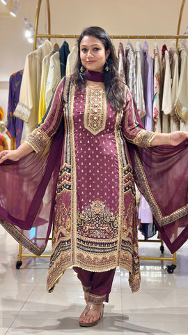 Maroon Digital Print Suit