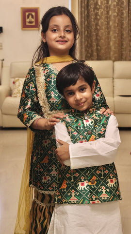 Patola Sharara Set in Green