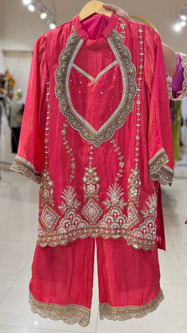 Indo western short kurta and pants - Magenta
