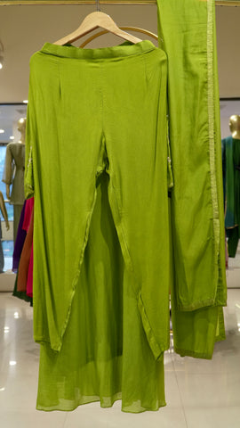The Poise Mul Chanderi Suit - Green