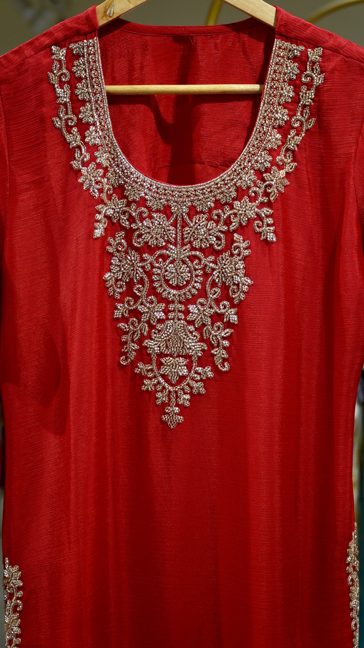 Red cut daana suit set