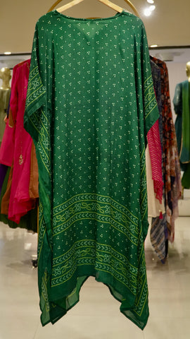 Bandhni Printed Kaftan Set - Green