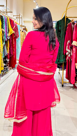 Gotta Patti Magenta Plazzo suit