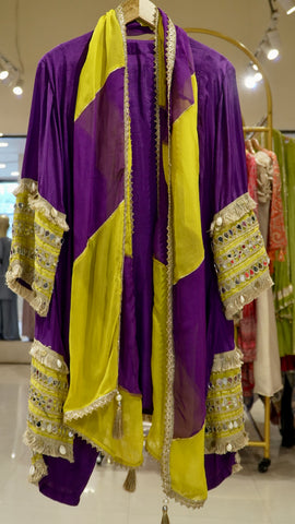 Purple Mirror Lace Suit Set