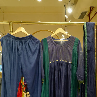 Blue Mul Chanderi Suit Set