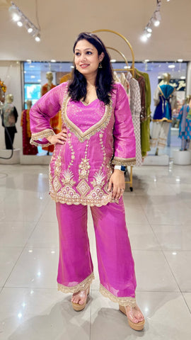 Indo western short kurta and pants shimmer