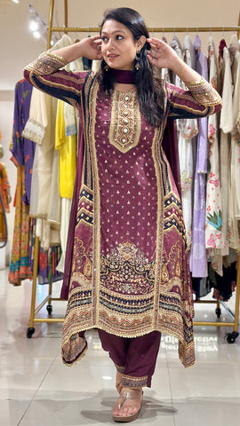 Maroon Digital Print Suit