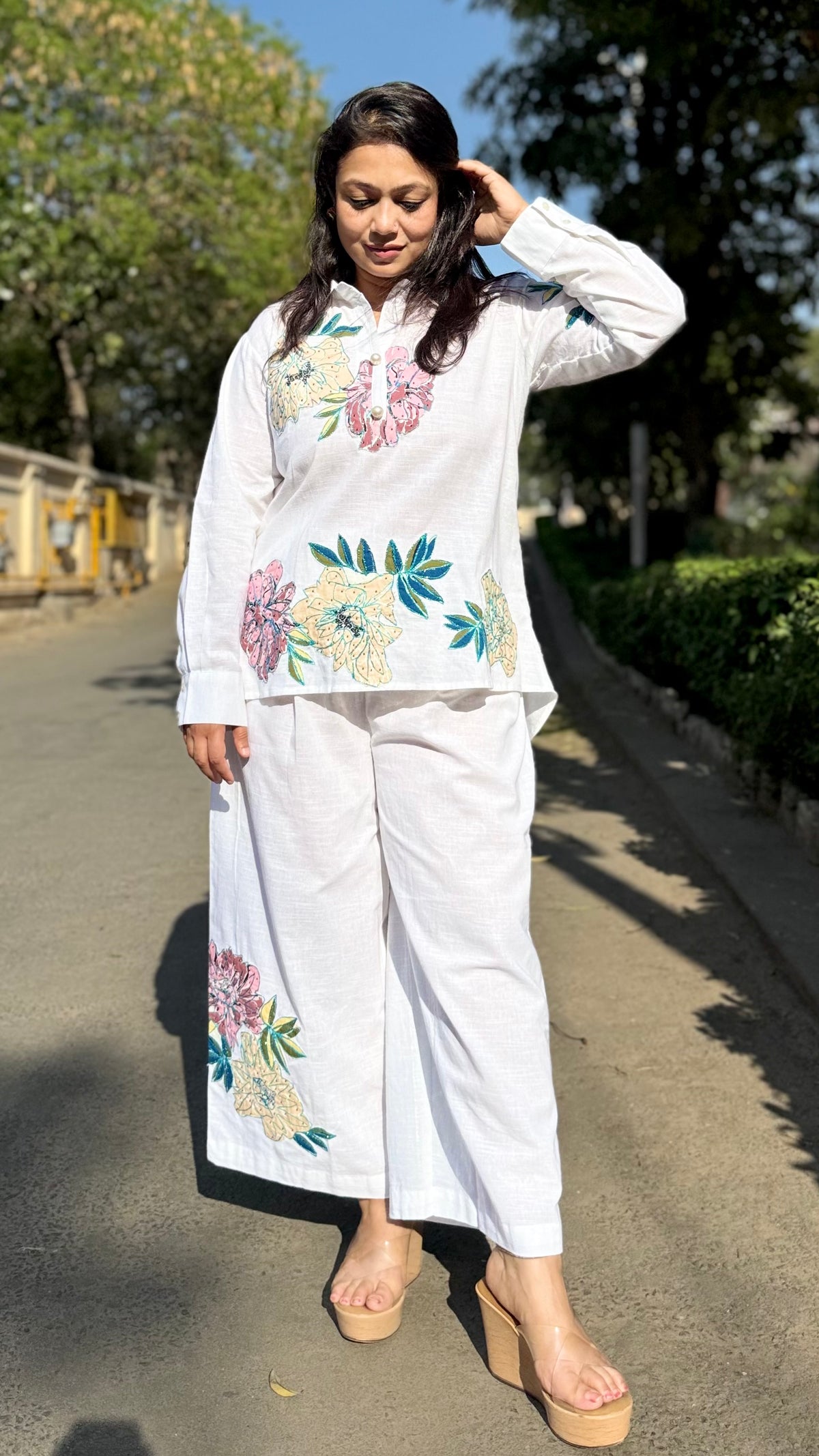 Patch work Floral Coord Set - White