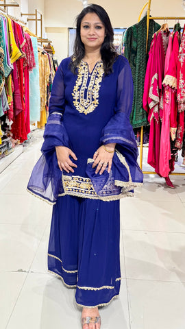 Gotta Patti Royal Blue Sharara suit