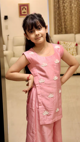 Lotus Embroidered Indo Western - Pink