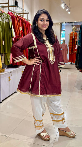 Banarasi Chanderi Celebrity Inspired Kurta Pants Set - Coca Cola