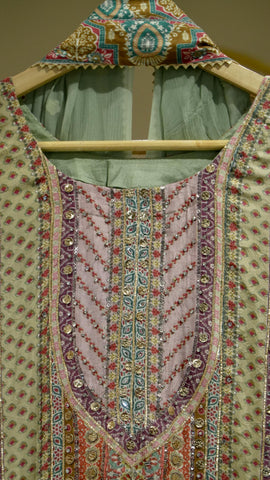 Digital Print A line Suit - Green
