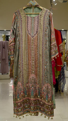 Digital Print A line Suit - Green