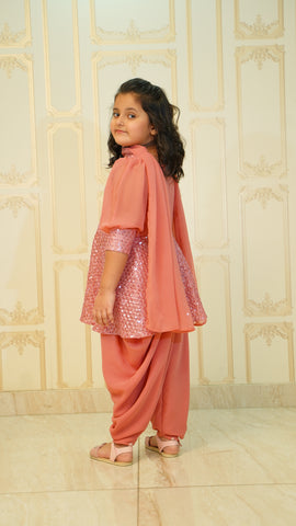 Pink Georgette Dhoti & Peplum Kurta set