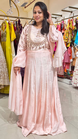 Pink Embroidered Anarkali Gown