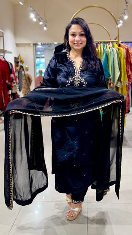 Black Velvet Hand Embroidered Suit