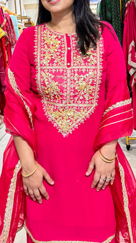 Gotta Patti Magenta Plazzo suit