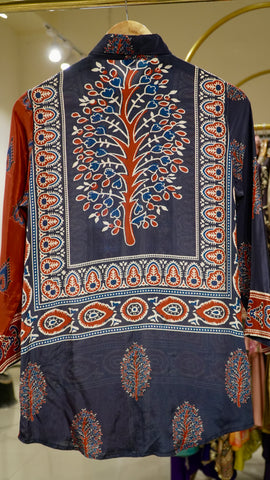 Crepe Printed Shirts - Blue Motif