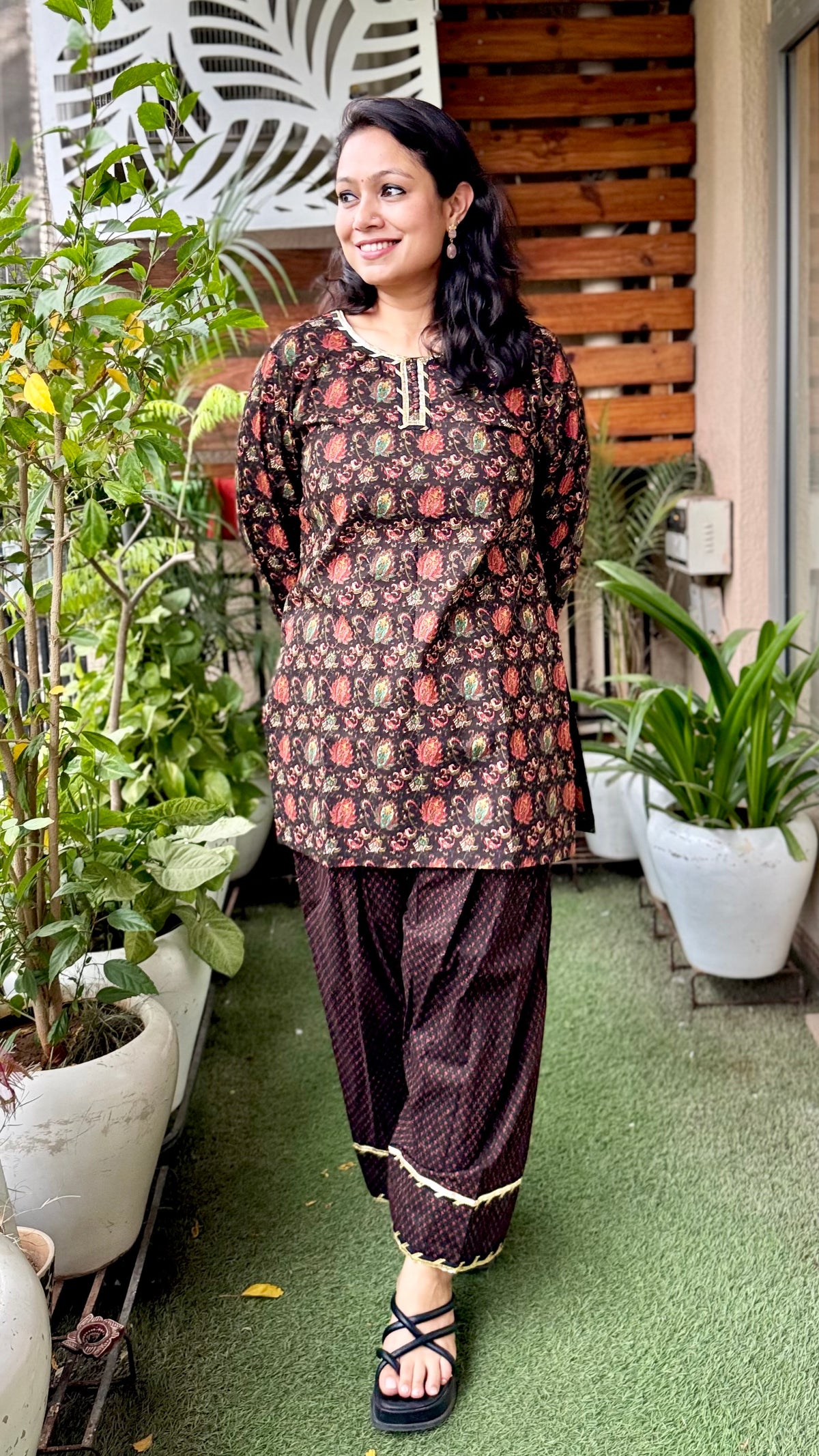 Black farshi salwar suit - gota work