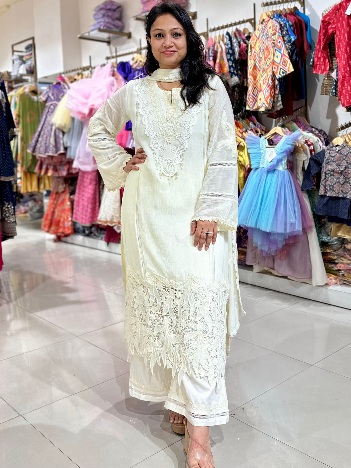 Lace work Straight suit set
