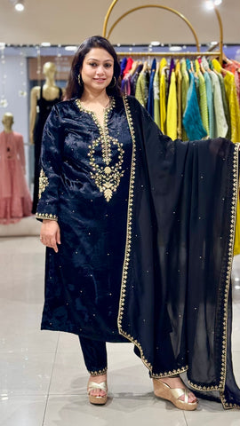 Black Velvet Hand Embroidered Suit