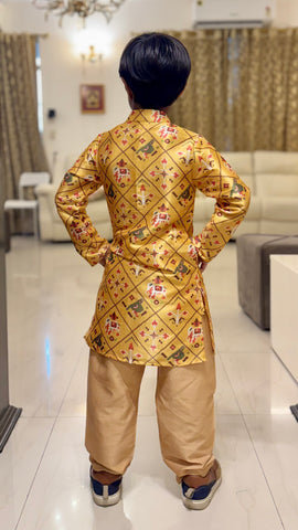 Yellow Patola Kurta Pyjama Set