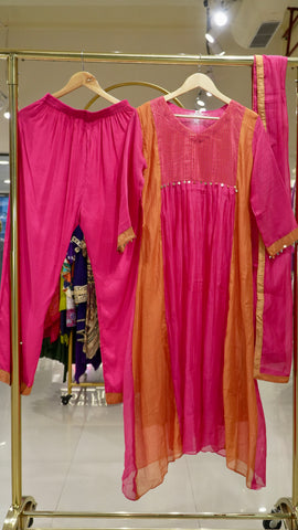 Pink Mul Chanderi Suit Set