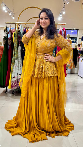 Mirror Embroidered Peplum Lehenga