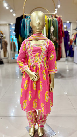 Cotton Pink Sharara Suit Set