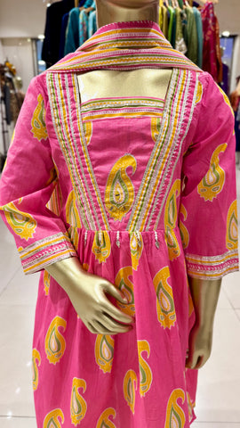 Cotton Pink Sharara Suit Set
