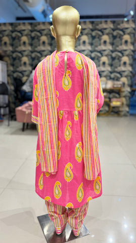 Cotton Pink Sharara Suit Set