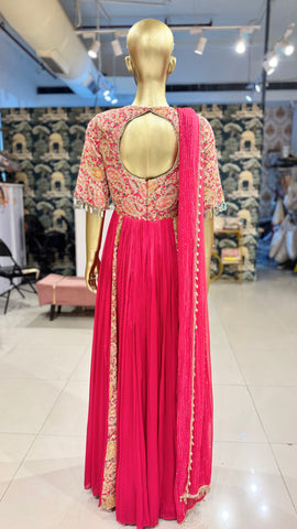Pink Zari Embroidered Anarkali
