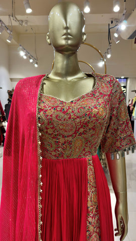 Pink Zari Embroidered Anarkali