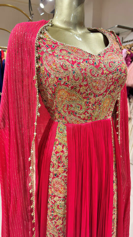 Pink Zari Embroidered Anarkali