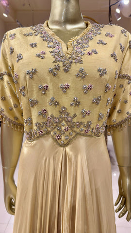 Light Yellow Hand Embroidered Gown