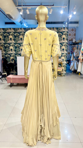 Light Yellow Hand Embroidered Gown