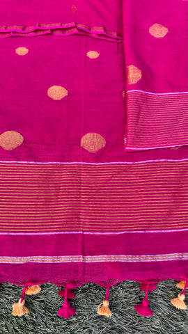 Pink Mul Cotton Jamdani Suit Fabric